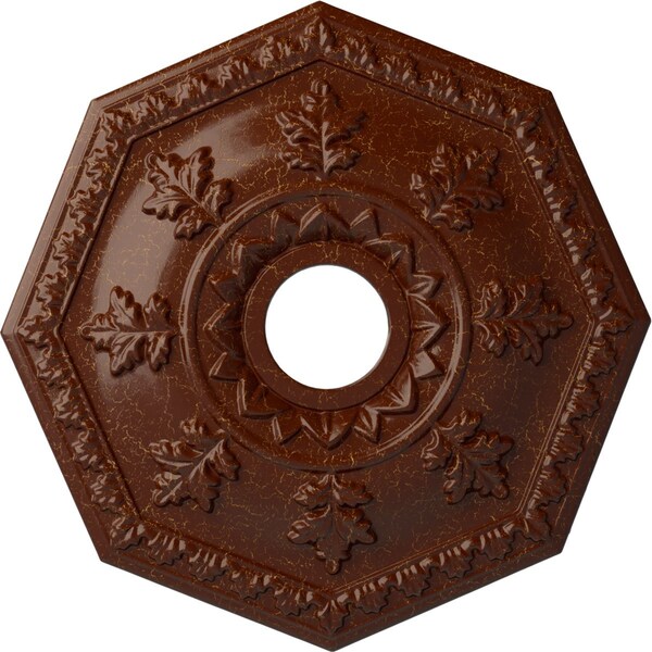 Ekena Millwork Nottingham Medallion (Canopies up to 4 5/8"), 18"OD x 3 1/2"ID x 1 1/2"P, Burnished Mahogany Crackle CM18NTBMC - main